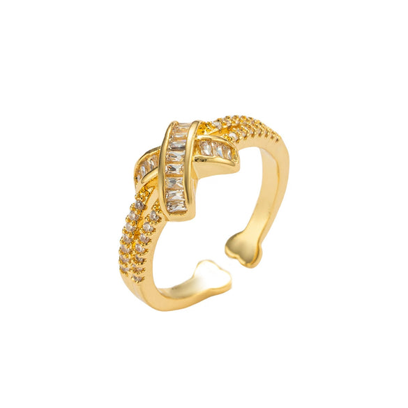 Wholesale Light Luxury Style Geometric Gold Plated Copper Electroplated Ring For Women