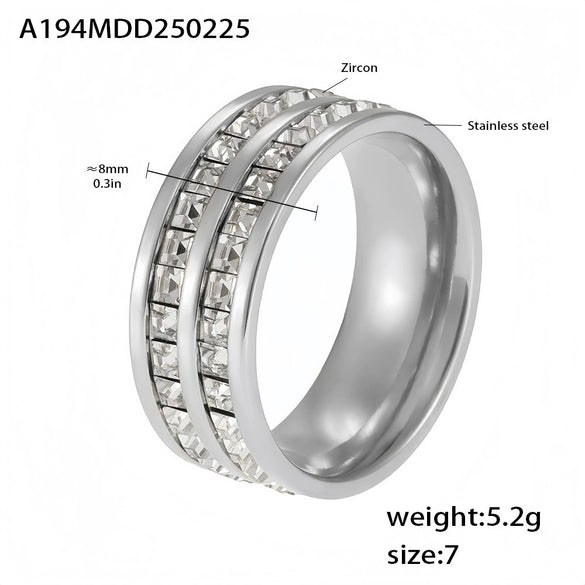 Wholesale Light Luxury Style Geometric Pattern Electroplated Stainless Steel Ferris Wheel Stars Full Diamond Inlaid Zircon Couple Ring For Women