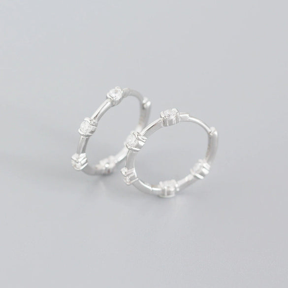 Wholesale Light Luxury Style Geometric S925 Sterling Silver Electroplated Exaggerated Round Microencrusted Earrings