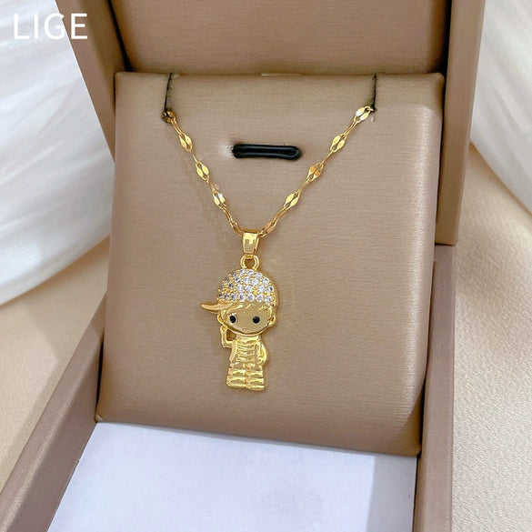 Wholesale Light Luxury Style Geometric Stainless Steel And Copper Necklace For Unisex