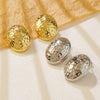 Wholesale Light Luxury Style Geometric Stamped Stainless Steel Oval Earrings For Women