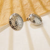 Wholesale Light Luxury Style Geometric Stamped Stainless Steel Oval Earrings For Women