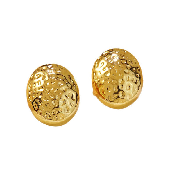 Wholesale Light Luxury Style Geometric Stamped Stainless Steel Oval Earrings For Women