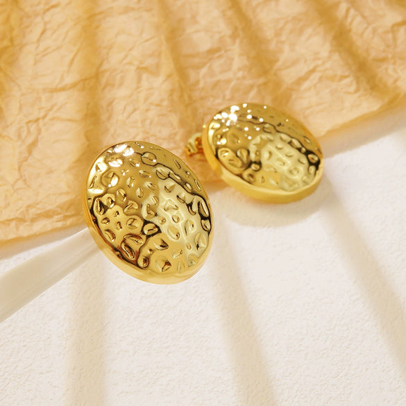 Wholesale Light Luxury Style Geometric Stamped Stainless Steel Oval Earrings For Women