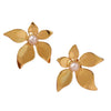 Wholesale Light Luxury Style Geometric Stamped Stainless Steel Pearl Flower Earrings For Women