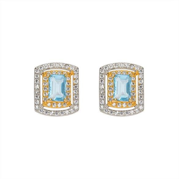 Wholesale Light Luxury Style Geometric Ushaped Natural Gemstone Inlaid S925 Sterling Silver Women's Earrings