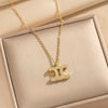 Wholesale Light Luxury Style Geometric Wave Pattern 18K Gold Plated Copper Pendant O Word Chain Necklace For Women
