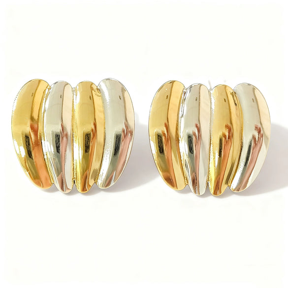 Wholesale Light Luxury Style Gold And Silver Colorblocking Geometric Stainless Steel Electroplated Earrings For Women