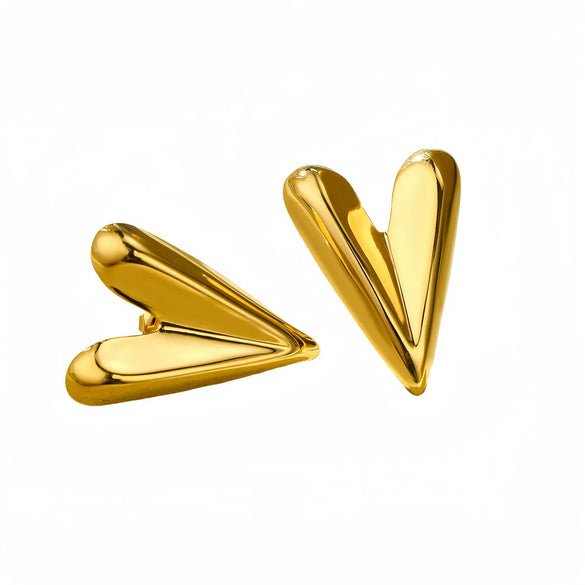 Wholesale Light Luxury Style Heart Shape Stainless Steel Electroplated Women's Earrings