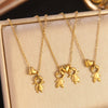 Wholesale Light Luxury Style Heart Shape Stainless Steel Gold Plated Ochain Pendant Necklace For Women