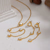 Wholesale Light Luxury Style Heart Water Drop Bell Pattern Zircon Titanium Steel Electroplated Earrings And O Word Chain Necklace Set For Women