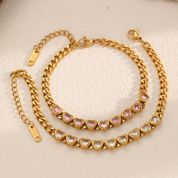 Wholesale Light Luxury Style Heartshaped Stainless Steel Electroplated Women's Bracelet