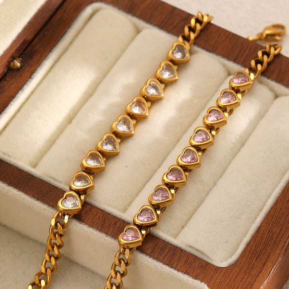 Wholesale Light Luxury Style Heartshaped Stainless Steel Electroplated Women's Bracelet