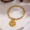 Wholesale Light Luxury Style 18K Real Gold Plated Sunflower Pendant Necklace With Paper Clip Chain For Women
