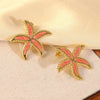 Wholesale Light Luxury Style Oil Dripping Stainless Steel Starfish Earrings For Women