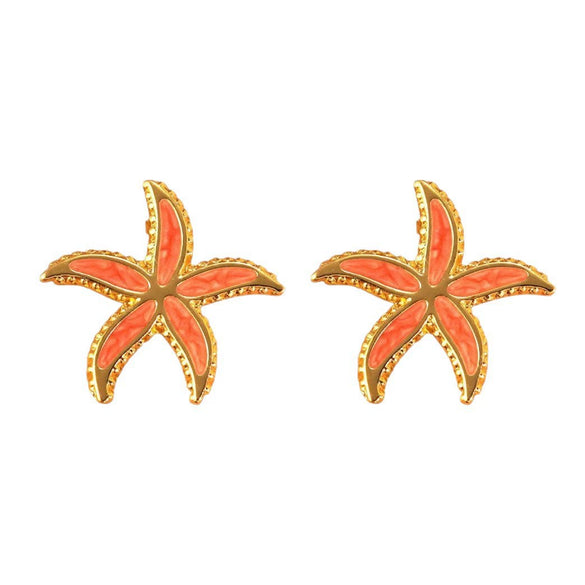 Wholesale Light Luxury Style Oil Dripping Stainless Steel Starfish Earrings For Women