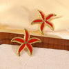 Wholesale Light Luxury Style Oil Dripping Stainless Steel Starfish Earrings For Women