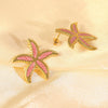 Wholesale Light Luxury Style Oil Dripping Stainless Steel Starfish Earrings For Women