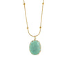Wholesale Light Luxury Style Oval Natural Stone Pendant Stainless Steel Turquoise Necklace Set With Gems Geometric Design For Women