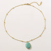 Wholesale Light Luxury Style Oval Natural Stone Pendant Stainless Steel Turquoise Necklace Set With Gems Geometric Design For Women