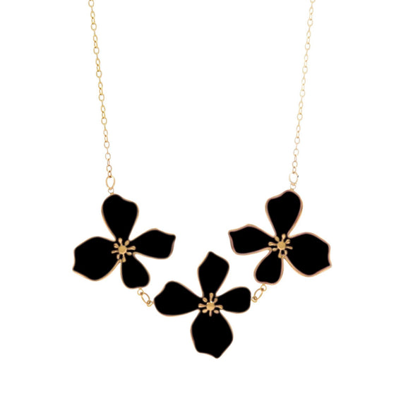Wholesale Light Luxury Style Plants And Flowers Dripping Oil Stainless Steel Necklace And Earrings Set For Women