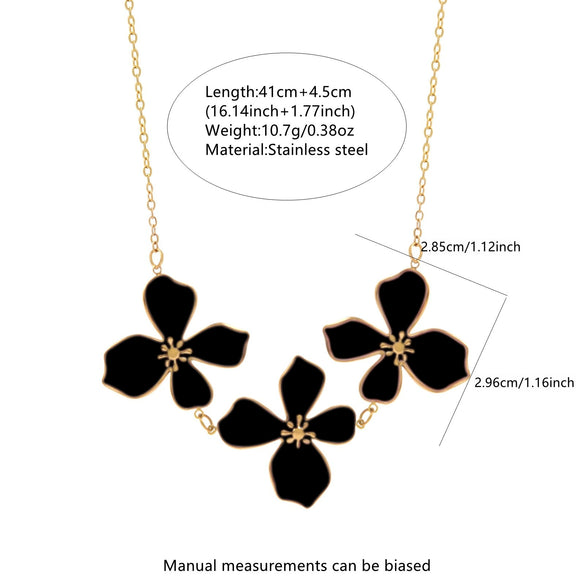 Wholesale Light Luxury Style Plants And Flowers Dripping Oil Stainless Steel Necklace And Earrings Set For Women