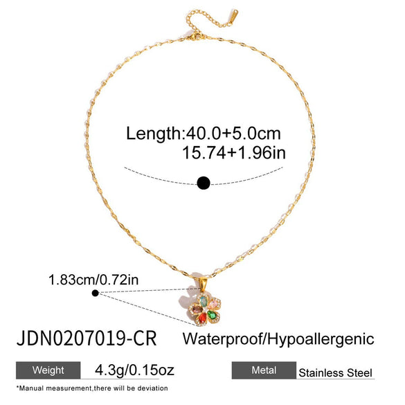 Wholesale Light Luxury Style Rotatable Geometric Flower Zircon Stainless Steel Electroplated Pendant Necklace For Women