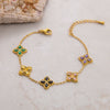 Wholesale Light Luxury Style Stainless Steel Bracelet With Geometric Leaf And Drop Shape Patterns 18K Gold Plated Electroplated