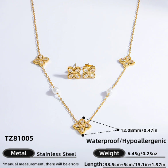 Wholesale Light Luxury Style Stainless Steel Bracelet With Geometric Leaf And Drop Shape Patterns 18K Gold Plated Electroplated