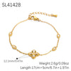 Wholesale Light Luxury Style Stainless Steel Bracelet With Geometric Leaf And Drop Shape Patterns 18K Gold Plated Electroplated