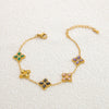 Wholesale Light Luxury Style Stainless Steel Bracelet With Geometric Leaf And Drop Shape Patterns 18K Gold Plated Electroplated