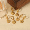 Wholesale Light Luxury Style Stainless Steel Earrings Inlaid With Zircon And Flower Pattern Electroplating Process
