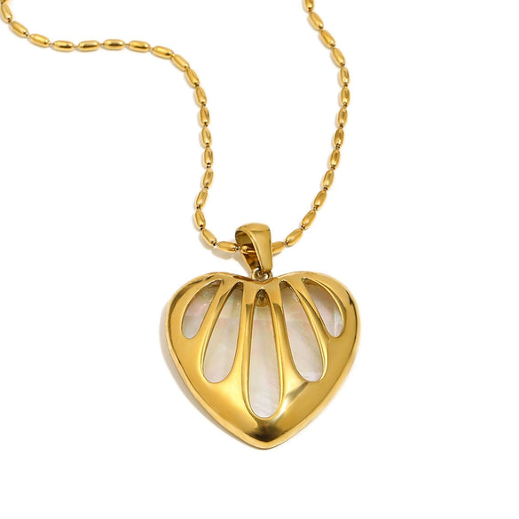 Wholesale Light Luxury Style Stainless Steel Electroplated Heart Shape Pendant Necklace For Women