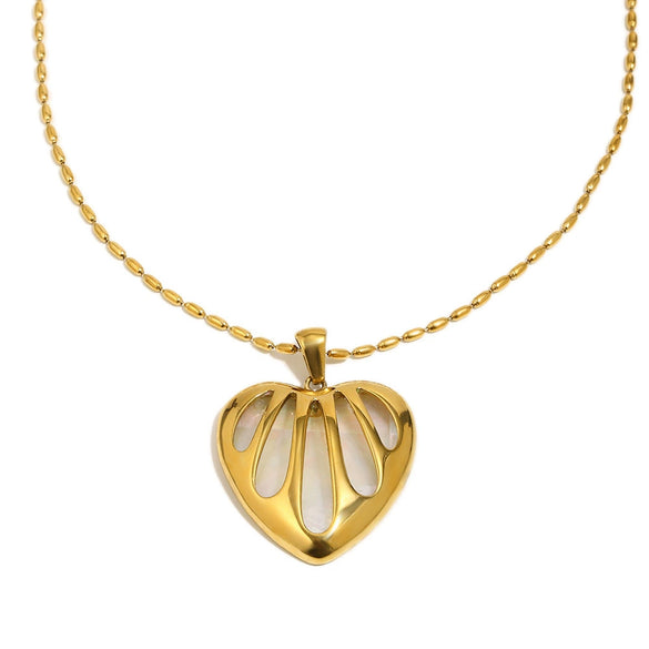 Wholesale Light Luxury Style Stainless Steel Electroplated Heart Shape Pendant Necklace For Women