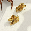 Wholesale Light Luxury Style Stainless Steel Electroplated 18K Gold Bead Edge Pleated Flower Earrings For Women