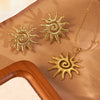 Wholesale Light Luxury Style Stainless Steel Electroplated Sun And Stars Moon Clouds Universe Pattern Hollow Necklace Earrings Set For Women