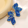 Wholesale Light Luxury Style Stainless Steel Flower Shape Dripping Oil Petal Earrings For Women