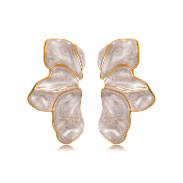 Wholesale Light Luxury Style Stainless Steel Flower Shape Dripping Oil Petal Earrings For Women