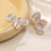 Wholesale Light Luxury Style Stainless Steel Flower Shape Dripping Oil Petal Earrings For Women