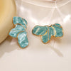 Wholesale Light Luxury Style Stainless Steel Flower Shape Dripping Oil Petal Earrings For Women