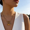 Wholesale Light Luxury Style Stainless Steel Heart Shape Cross Round Chain Women's Necklace With Polished Plating