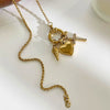 Wholesale Light Luxury Style Stainless Steel Heart Shape Cross Round Chain Women's Necklace With Polished Plating