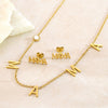 Wholesale Light Luxury Style Stainless Steel Letter And Number Necklace And Geometric Earrings Set With Oshaped Chain Electroplated