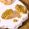 Wholesale Light Luxury Style Stainless Steel Shell Imitation Pearl Earrings For Women With Electroplating