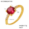Wholesale Light Luxury Style Stainless Steel Zircon Claw Side Opening Adjustment Ring With Pvd Plated Real Gold And Geometric Design