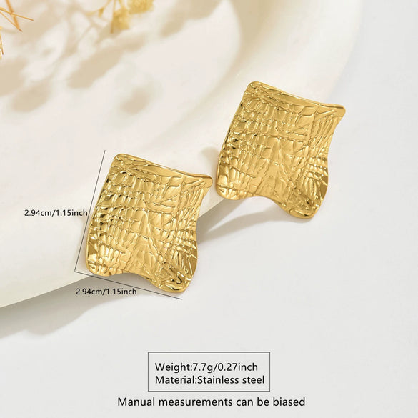Wholesale Light Luxury Style Stamped Geometric Stainless Steel Earrings For Women