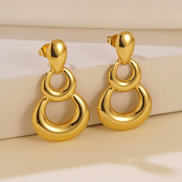 Wholesale Light Luxury Style Stamped Stainless Steel Geometric Flower Earrings For Women