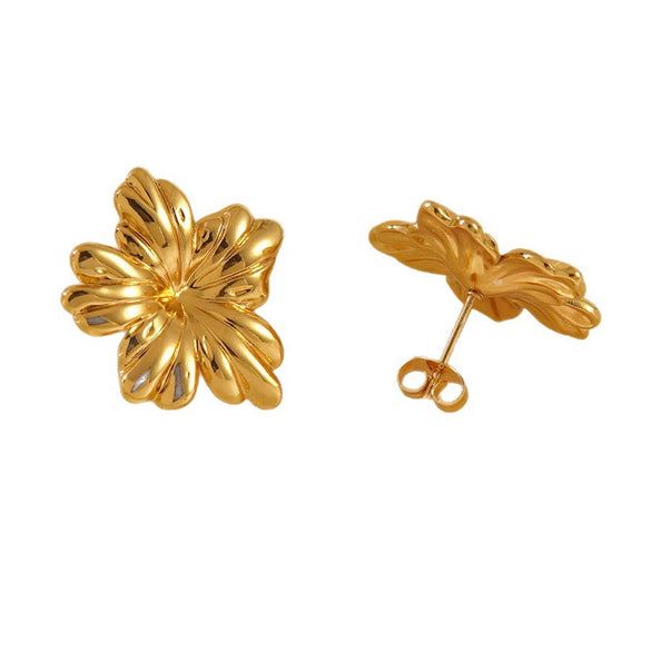 Wholesale Light Luxury Style Stamped Stainless Steel Geometric Flower Earrings For Women