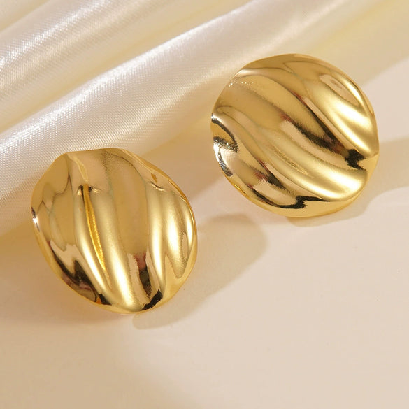 Wholesale Light Luxury Style Stamped Stainless Steel Geometric Flower Earrings For Women