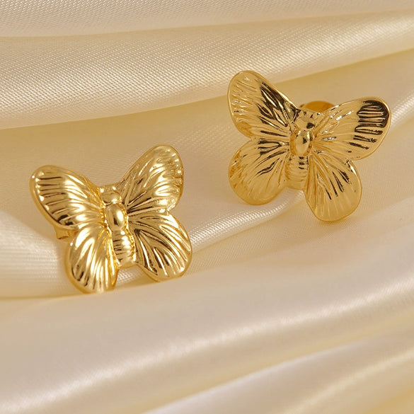 Wholesale Light Luxury Style Stamped Stainless Steel Geometric Flower Earrings For Women
